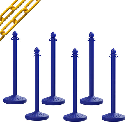 Medium Duty Plastic Stanchion Posts and Chain Kit with (6) Posts and 50 Ft. of Chain - Montour Line