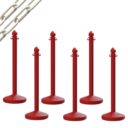 Medium Duty Plastic Stanchion Posts and Chain Kit with (6) Posts and 50 Ft. of Chain - Montour Line