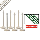 Medium Duty Plastic Stanchion Posts and Chain Kit with (6) Posts and 50 Ft. of Chain - Montour Line