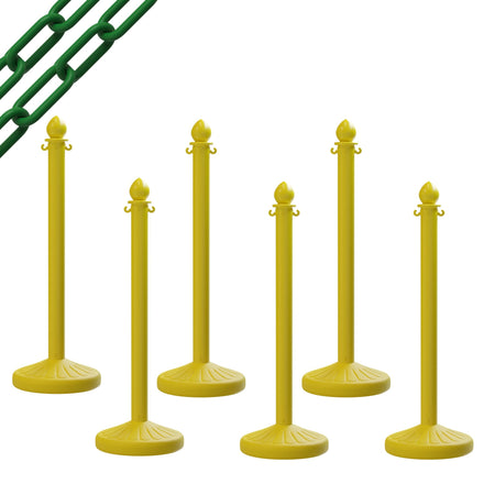 Medium Duty Plastic Stanchion Posts and Chain Kit with (6) Posts and 50 Ft. of Chain - Montour Line