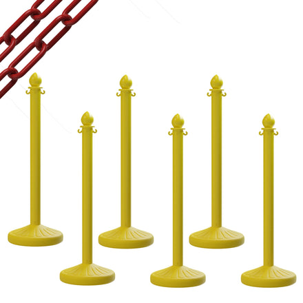 Medium Duty Plastic Stanchion Posts and Chain Kit with (6) Posts and 50 Ft. of Chain - Montour Line