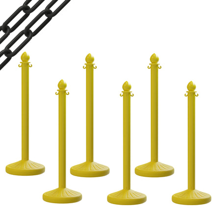 Medium Duty Plastic Stanchion Posts and Chain Kit with (6) Posts and 50 Ft. of Chain - Montour Line