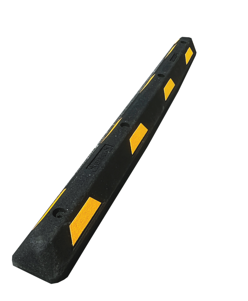 6ft Rubber Parking Block with Black and Yellow Stripes