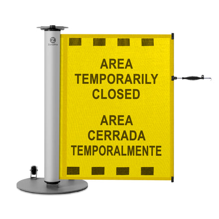 Bilingual Area Temporarily Closed Single Mobile Stanchion