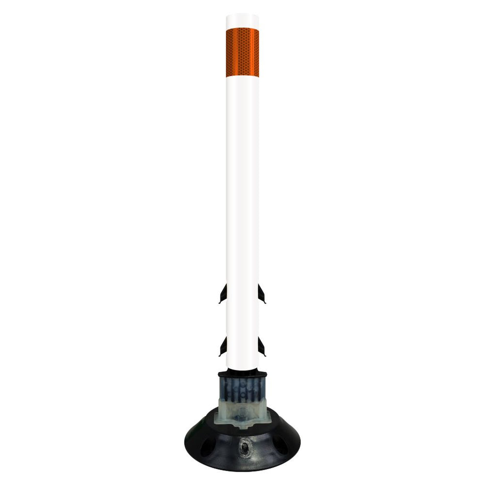 FlexStake 750 Series Surface Mount Traffic Delineator - White Tubular Post with Reflective Sheeting Options