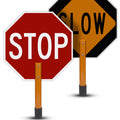 Rigid Stop/Slow Paddle Sign with Handle & Staff