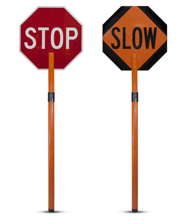 Rigid Stop/Slow Paddle Sign with Handle & Staff