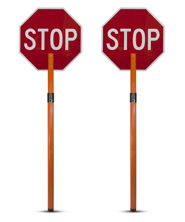 Rigid Stop/Stop Paddle Sign with Handle & Staff