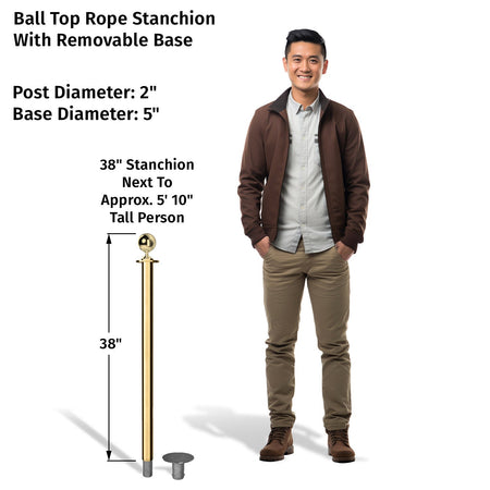 Ball Top Rope Stanchion with Removable Base - Montour Line CXlineR - Crowd Control Warehouse