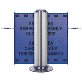 Bilingual Area Temporarily Closed Dual Mobile Stanchion - Crowd Control Warehouse