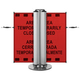 Bilingual Area Temporarily Closed Dual Mobile Stanchion - Crowd Control Warehouse