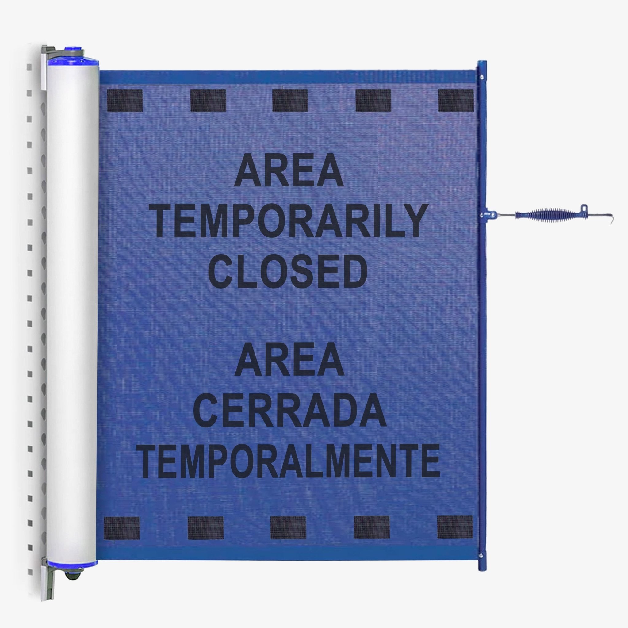 Bilingual Area Temporarily Closed Mounted Barrier - Crowd Control Warehouse