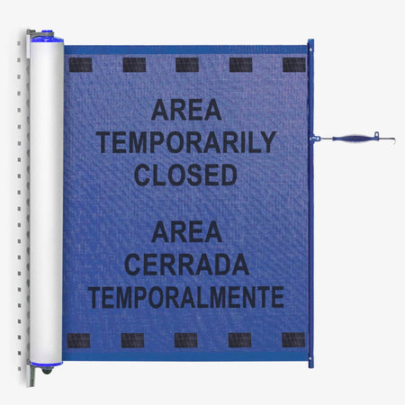 Bilingual Area Temporarily Closed Mounted Barrier - Crowd Control Warehouse