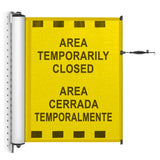 Bilingual Area Temporarily Closed Mounted Barrier - Crowd Control Warehouse