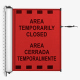 Bilingual Area Temporarily Closed Mounted Barrier - Crowd Control Warehouse