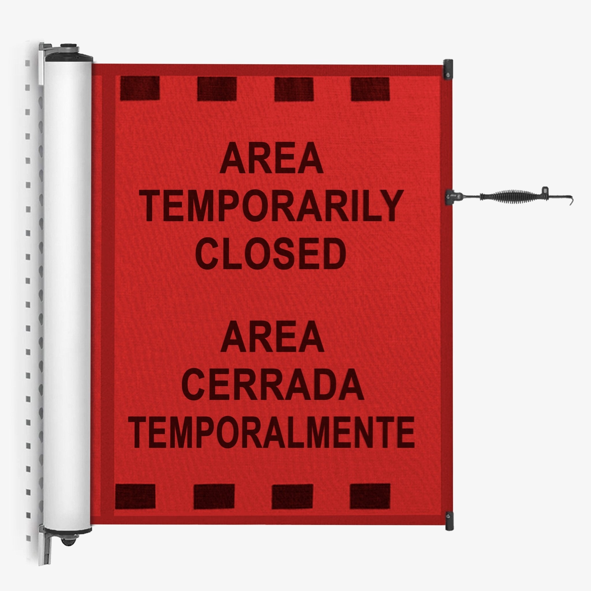 Bilingual Area Temporarily Closed Mounted Barrier - Crowd Control Warehouse