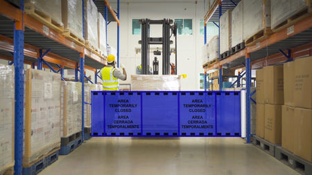 Bilingual Area Temporarily Closed Mounted Barrier - Crowd Control Warehouse