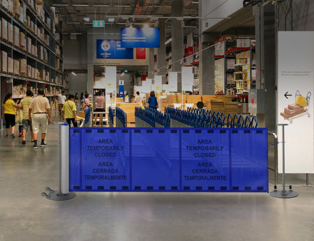 Bilingual Area Temporarily Closed Single Mobile Stanchion - Crowd Control Warehouse