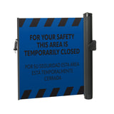 Bilingual Area Temporarily Closed Wall Mounted Retractable Safety Barrier - Crowd Control Warehouse