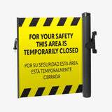 Bilingual Area Temporarily Closed Wall Mounted Retractable Safety Barrier - Crowd Control Warehouse