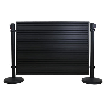 Black Aluminum Slatwall Merchandising Starter Kit - Panel, Stanchions & Collars - Crowd Control Warehouse