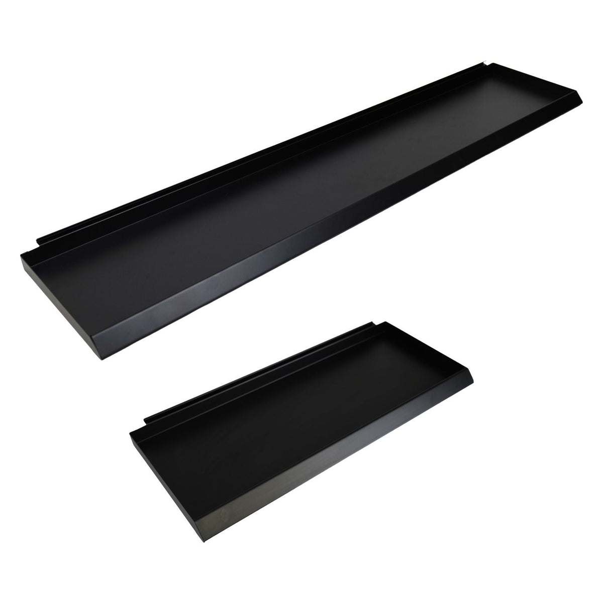 Black Slatwall Shelf - 22" & 49" | Queue & Checkout Display Accessory - Crowd Control Warehouse