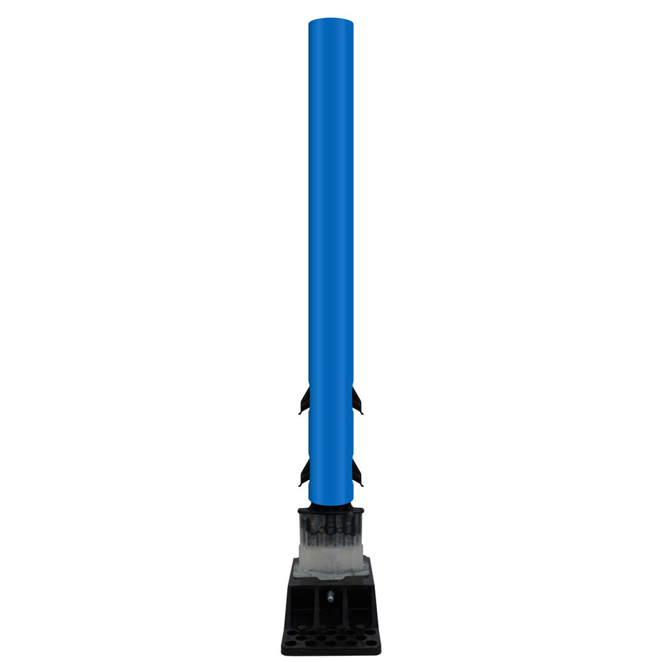 FlexStake Center Line Surface Mount Base Traffic Delineator - Blue Tubular Post with Reflective Options