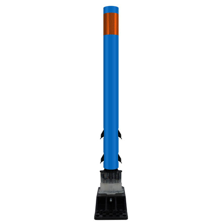 FlexStake Center Line Surface Mount Base Traffic Delineator - Blue Tubular Post with Reflective Options
