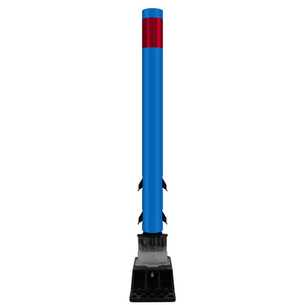 FlexStake Center Line Surface Mount Base Traffic Delineator - Blue Tubular Post with Reflective Options