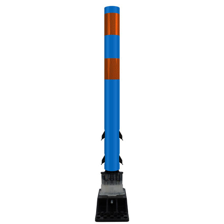 FlexStake Center Line Surface Mount Base Traffic Delineator - Blue Tubular Post with Reflective Options