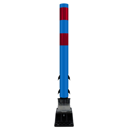 FlexStake Center Line Surface Mount Base Traffic Delineator - Blue Tubular Post with Reflective Options