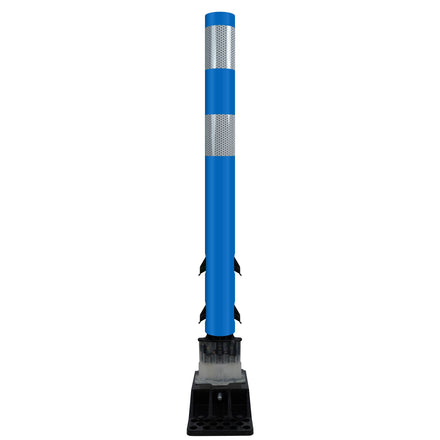 FlexStake Center Line Surface Mount Base Traffic Delineator - Blue Tubular Post with Reflective Options