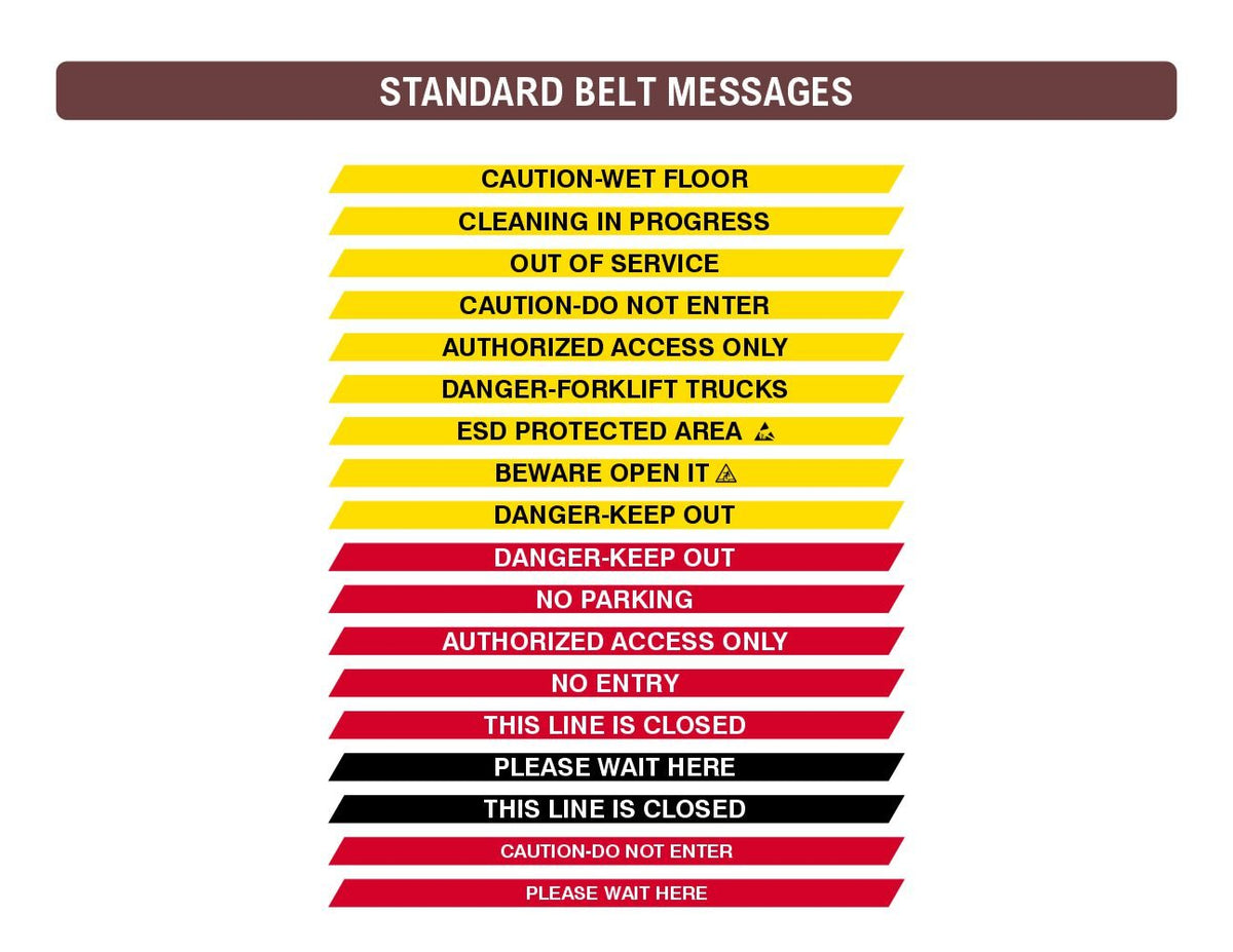CCW Series WMB - 220/230 - Wall Mounted Retractable Belt Barrier With Fixed ABS Case - 7.5 to 30 Ft. Belts - Crowd Control Warehouse