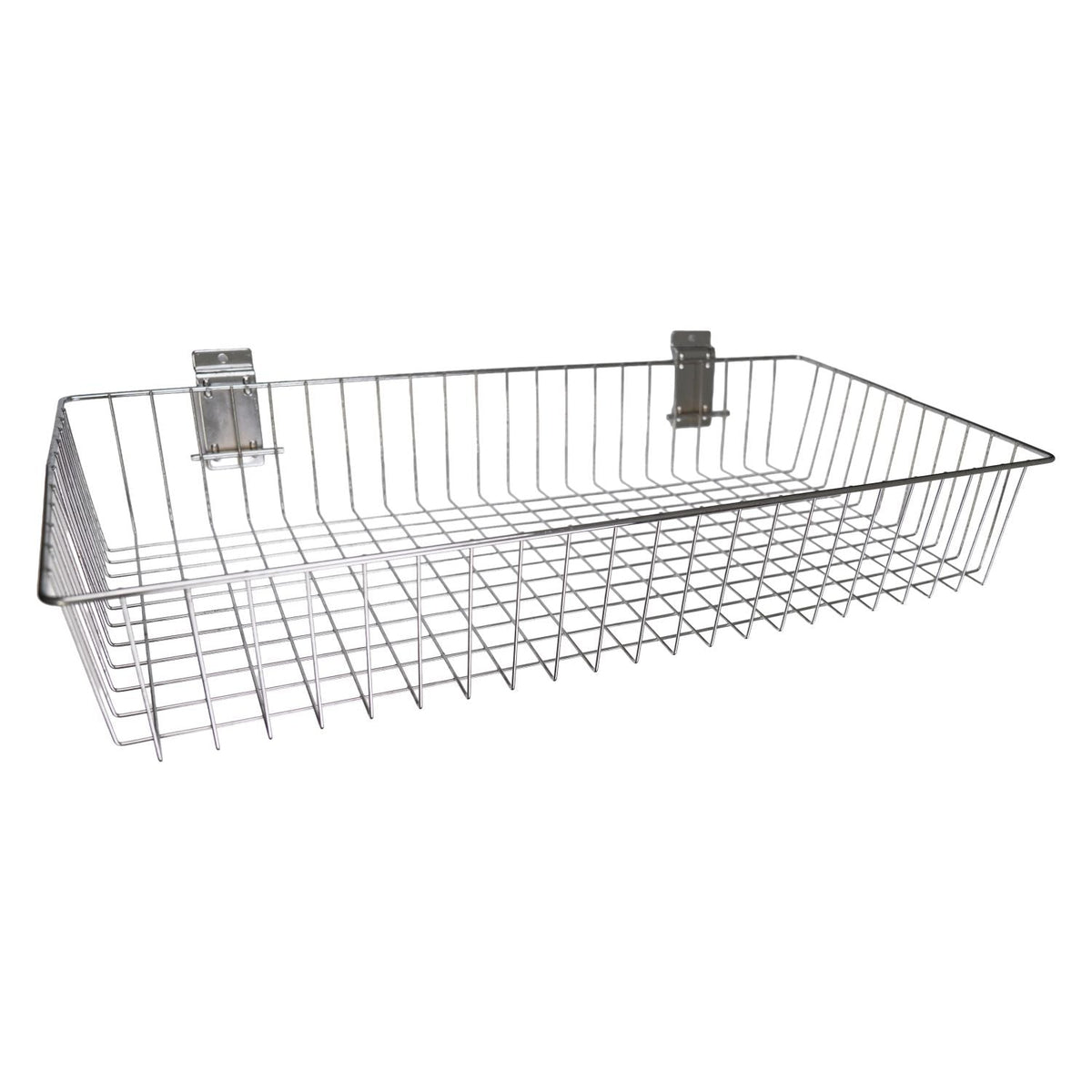 Chrome Wire Basket - Slatwall Panel Accessory for Queue & Checkout Displays - Crowd Control Warehouse