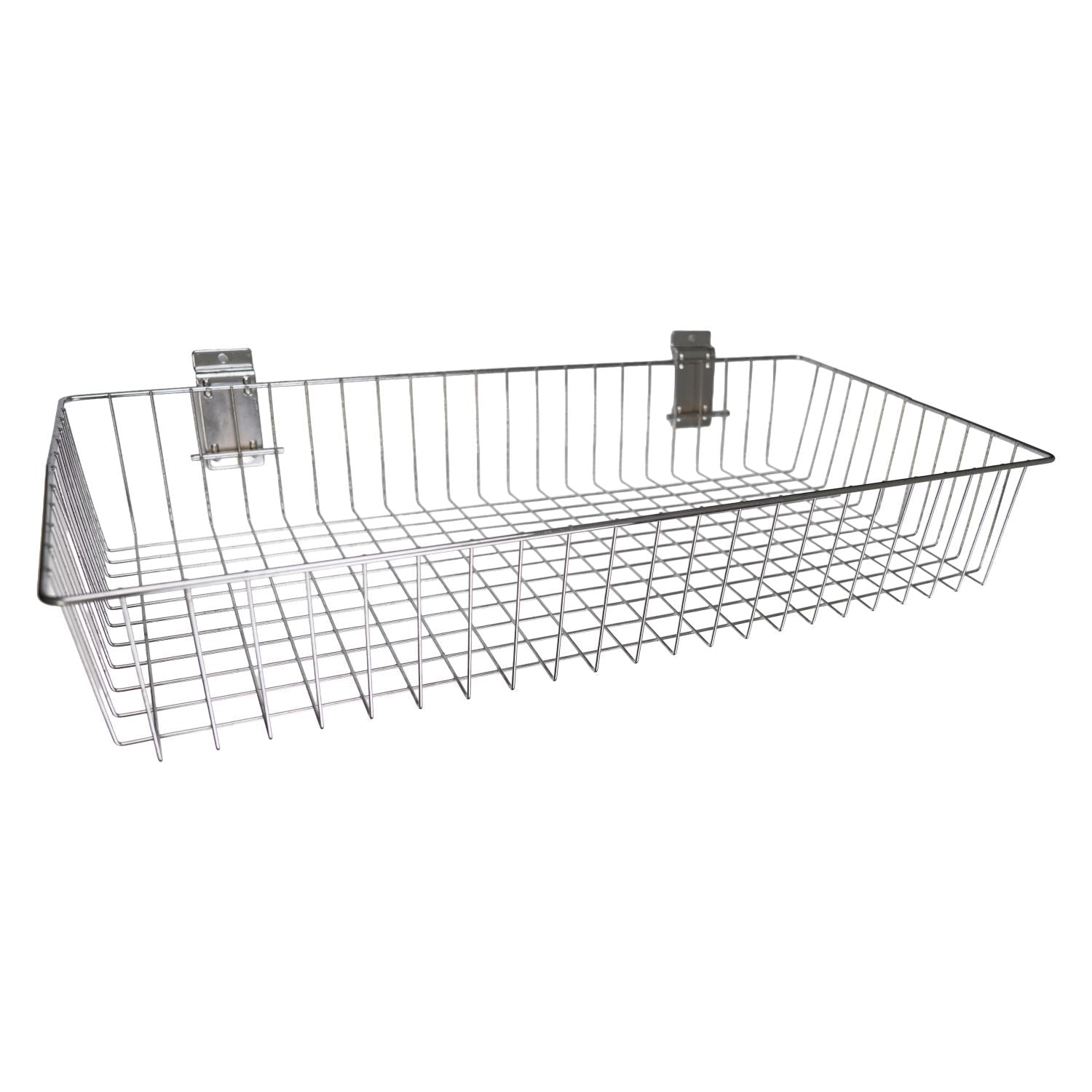 Chrome Wire Basket - Slatwall Panel Accessory for Queue & Checkout Displays - Crowd Control Warehouse