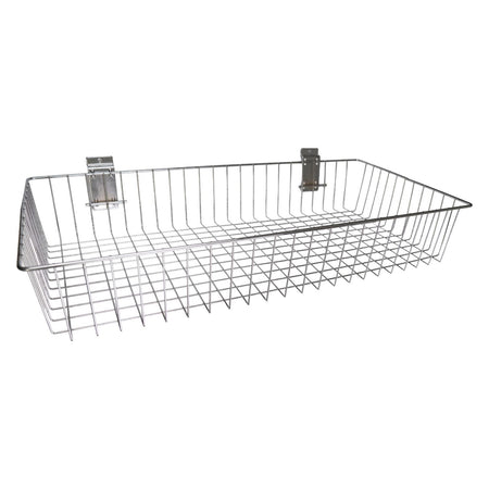 Chrome Wire Basket - Slatwall Panel Accessory for Queue & Checkout Displays - Crowd Control Warehouse