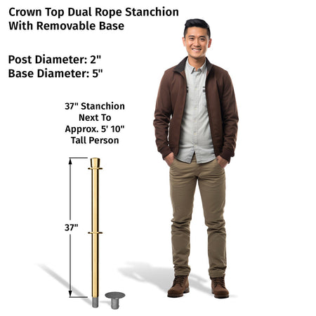 Crown Top Dual Rope Stanchion with Removable Base - Montour Line CXLineDR - Crowd Control Warehouse