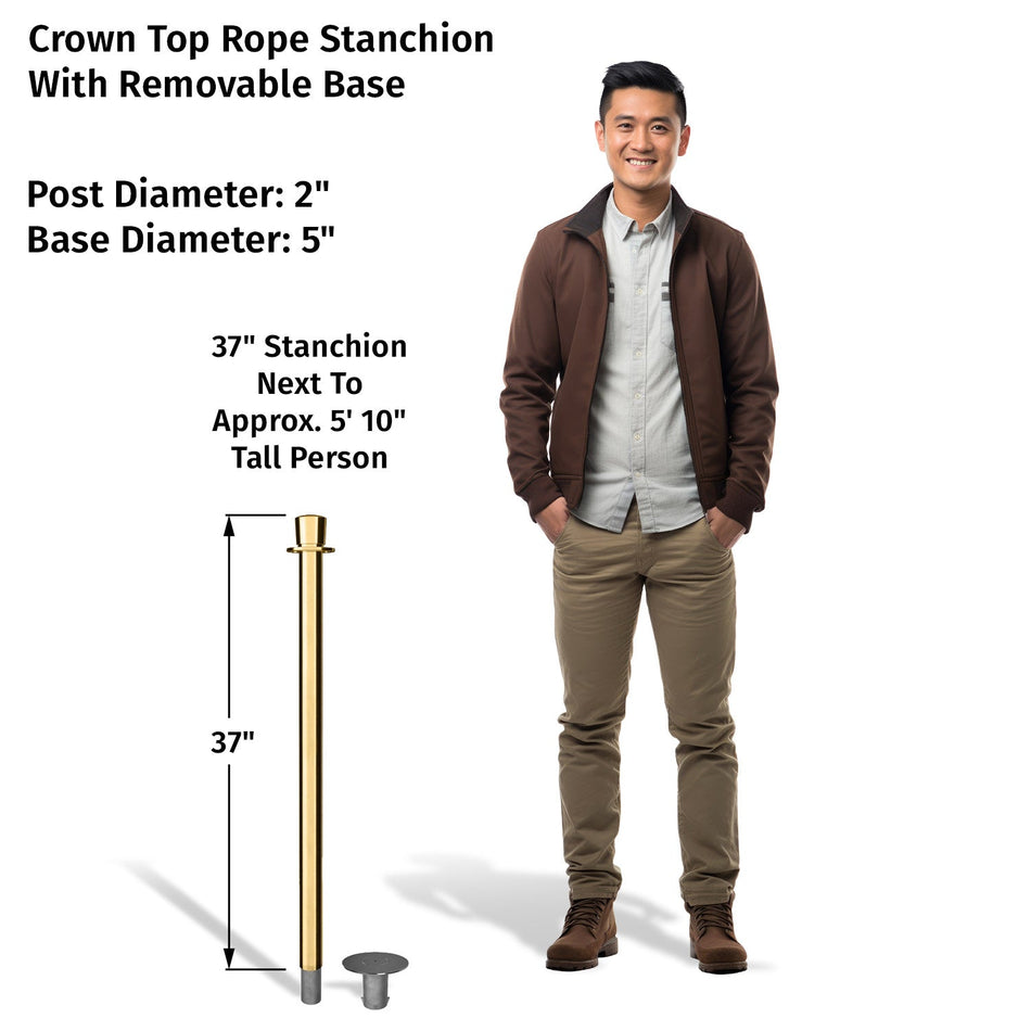 Crown Top Rope Stanchion with Removable Base - Montour Line CXlineR - Crowd Control Warehouse