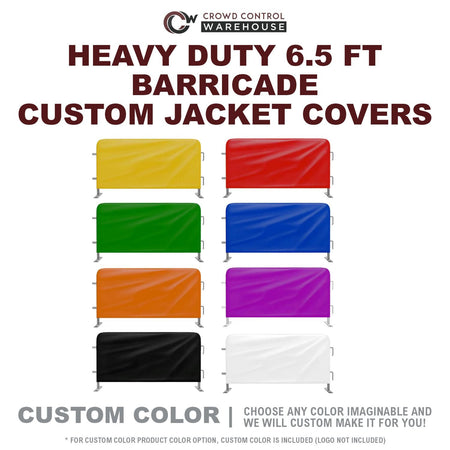 Custom Printed Heavy Duty 6.5 FT Barricade Jacket Covers - Crowd Control Warehouse