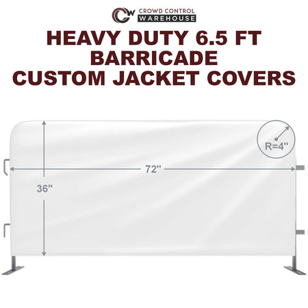Custom Printed Heavy Duty 6.5 FT Barricade Jacket Covers - Crowd Control Warehouse