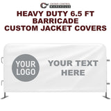 Custom Printed Heavy Duty 6.5 FT Barricade Jacket Covers - Crowd Control Warehouse