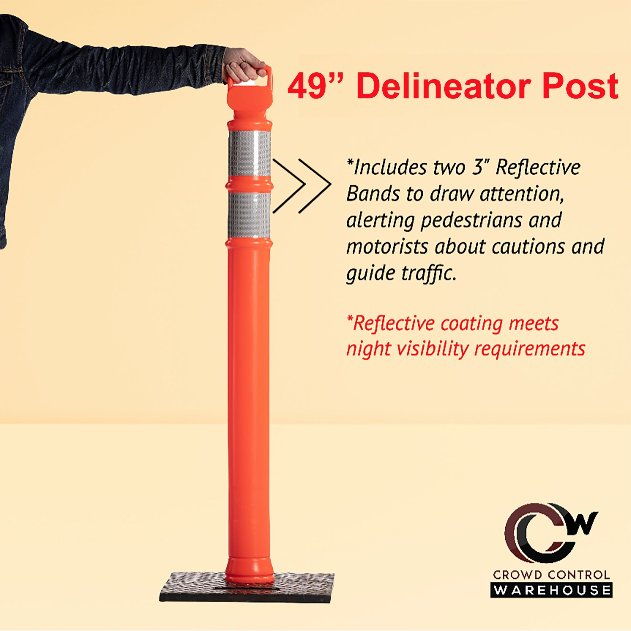 Delineator Post, 49 in. - Trafford Industrial - Crowd Control Warehouse