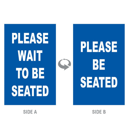 Double-Sided “Please Wait to Be Seated” Signage - Crowd Control Warehouse