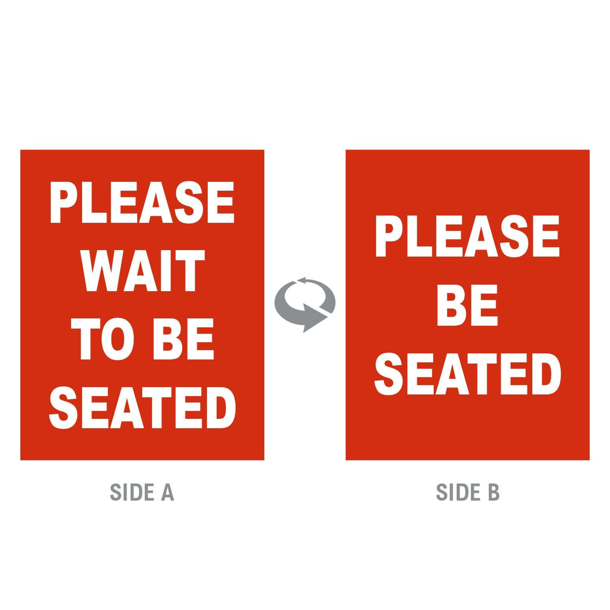 Double-Sided “Please Wait to Be Seated” Signage - Crowd Control Warehouse