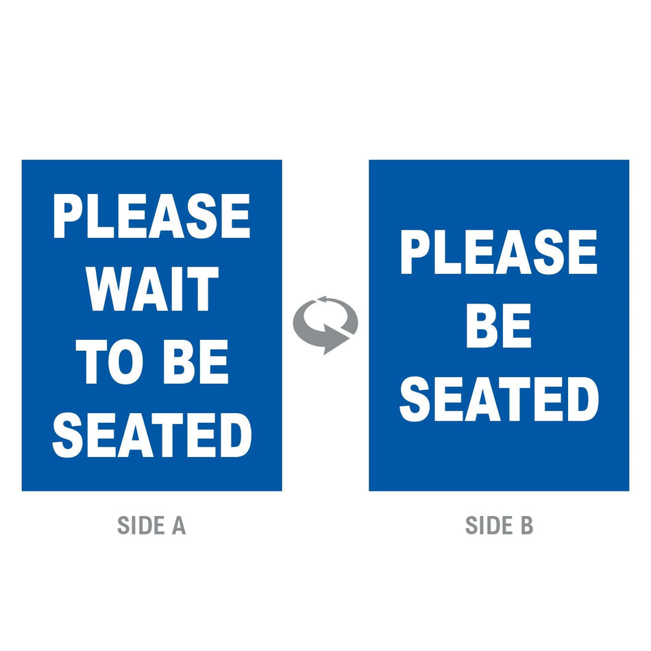Double-Sided “Please Wait to Be Seated” Signage - Crowd Control Warehouse