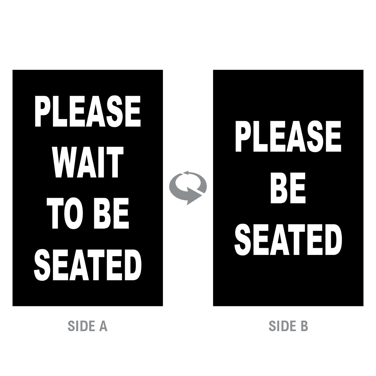 Double-Sided “Please Wait to Be Seated” Signage - Crowd Control Warehouse