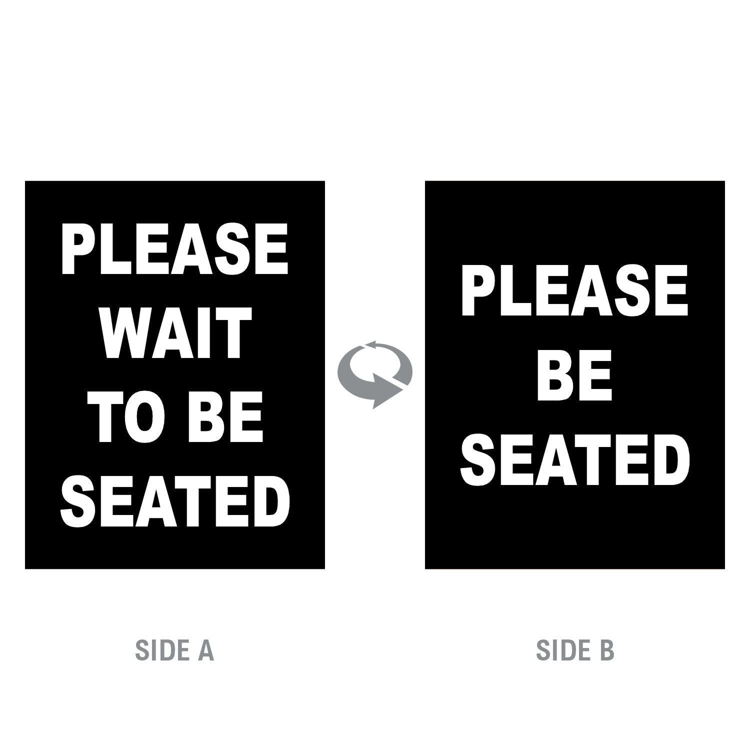 Double-Sided “Please Wait to Be Seated” Signage - Crowd Control Warehouse