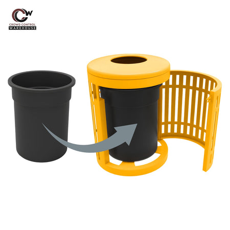 Downtown Side Opening Trash Receptacles - Crowd Control Warehouse