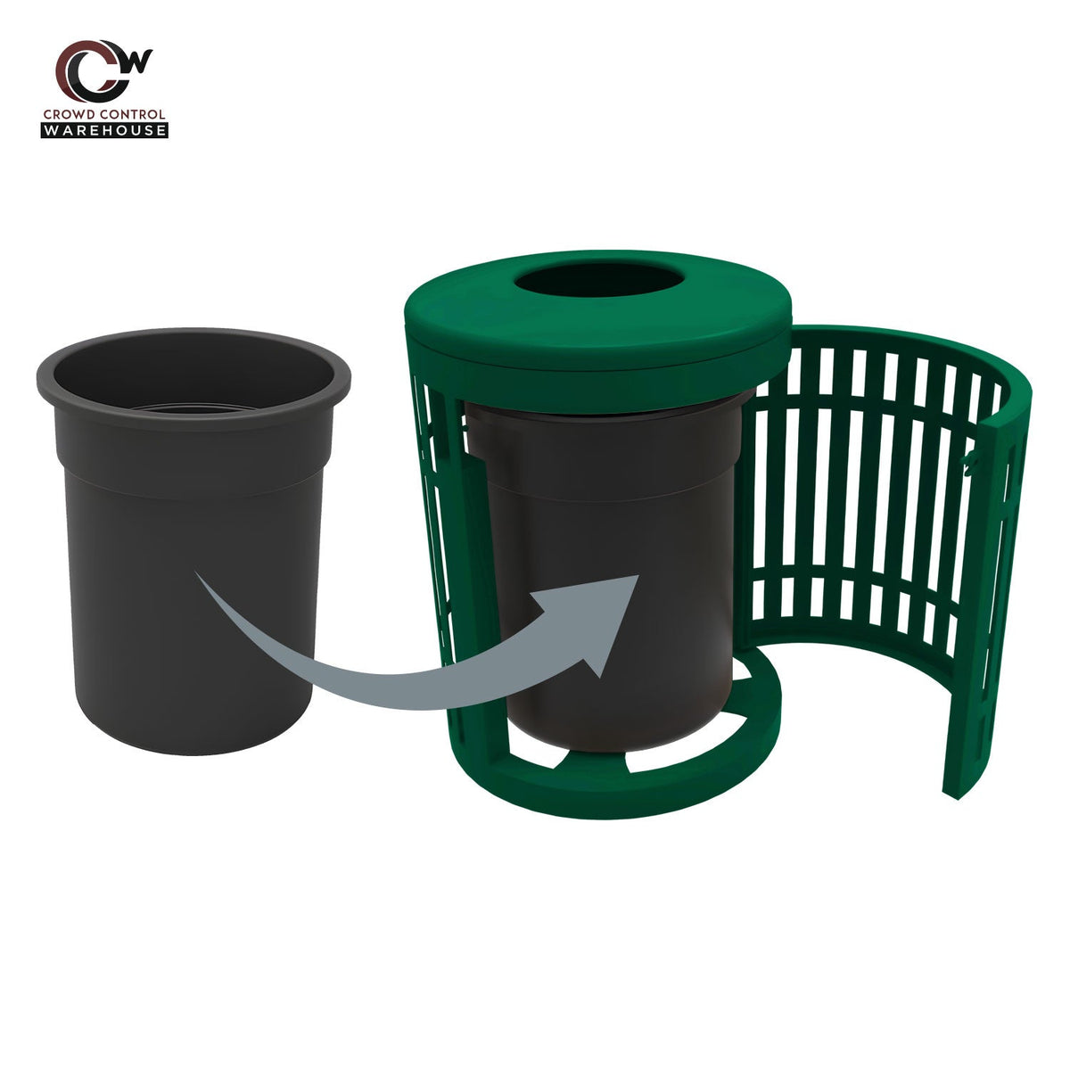 Downtown Side Opening Trash Receptacles - Crowd Control Warehouse