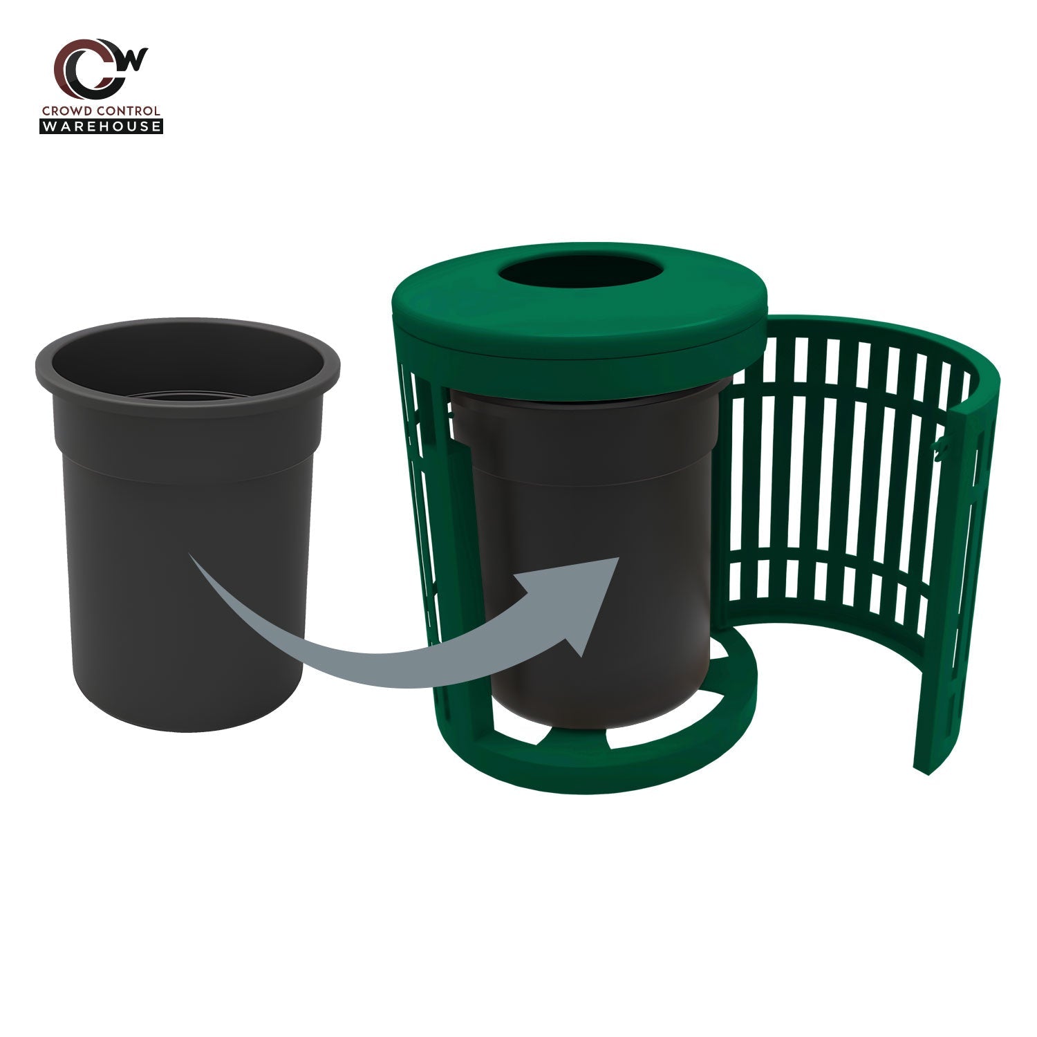 Downtown Side Opening Trash Receptacles - Crowd Control Warehouse